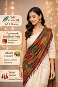 Multicolour Bandhani Printed Dupatta – Crushed Chinon Silk Lightweight Designer Dupatta (2.25 Meters)
