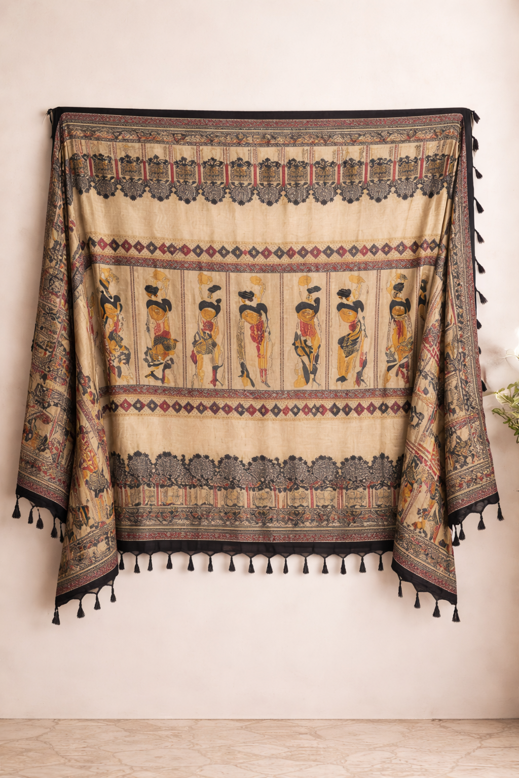 Beige Art Silk Printed Dupatta with Traditional Ethnic Motifs – Lightweight Designer Dupatta (2.25 Meters)